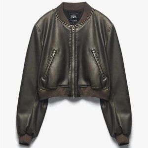 Zara Faux Leather Bomber Jacket